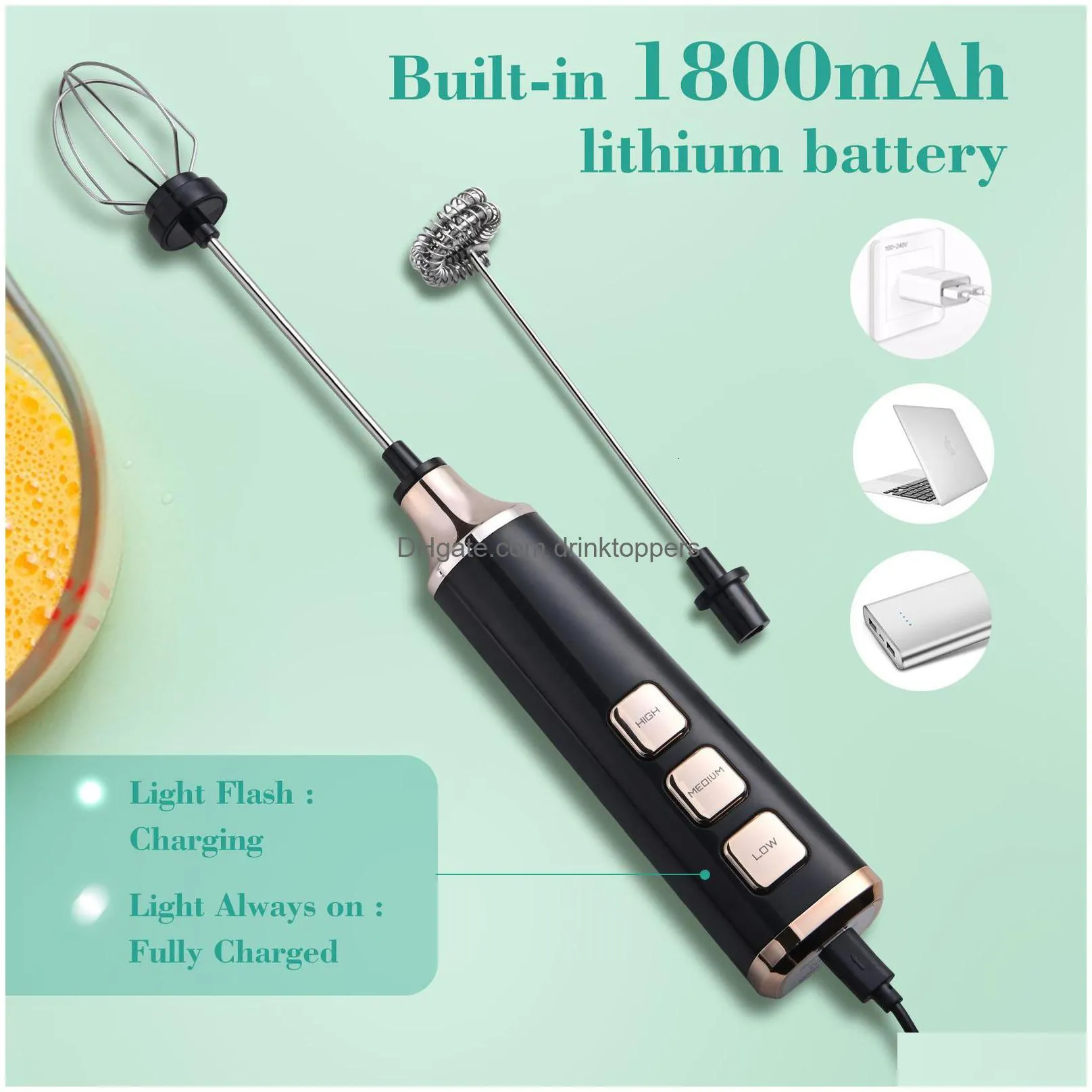 egg tools beverage removable bubbler handheld milk frother threespeed electric variable builtin stirrer beater battery speed 230810