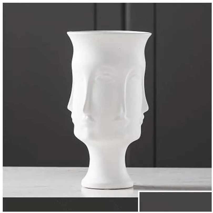 Vases Ceramic Face Model Vase Creative Nordic Art Crafts Home Desk Decoration Modern Flowers Sh190925 Drop Delivery Home Garden Home D Dhtpd