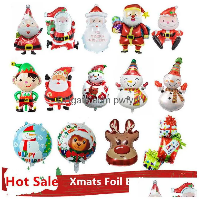 merry christmas foil balloons santa claus xmas party decoration aluminum inflatable balls for kids toys festive supplies 17 designs