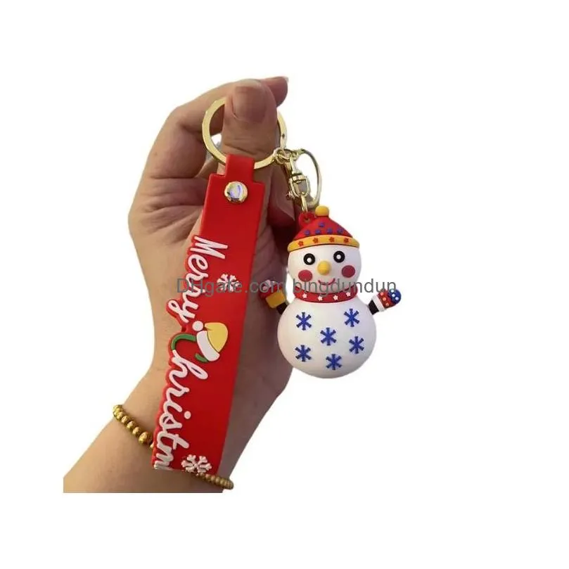 Party Favor New Christmas Keychain Old Man Snowman Design 3D Cartoon Rubber Pendant Tree Decorative Bottle Gift Bag Drop Delivery Home Dhxjz