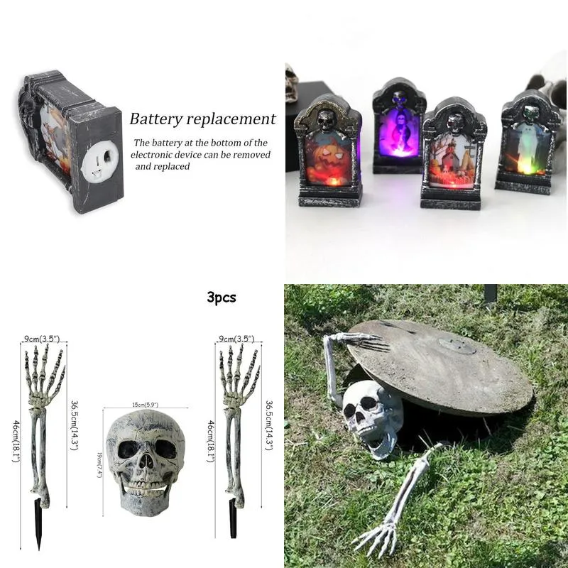 Other Festive & Party Supplies Halloween Decoration Skl Skeleton Horror Tombstone Home Garden Decor Graveyard Haloween Trick Props Fri Dhqx7