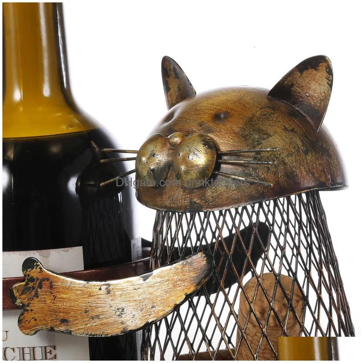 ice buckets and coolers tooarts cat wine rack cork container bottle holder kitchen bar metal craft christmas gift handcraft animal stand