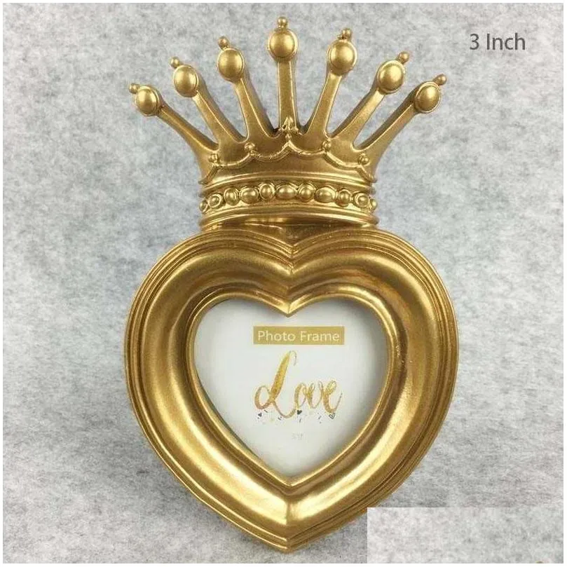 Frames And Mouldings European Golden Crown Po Frame Creative Resin Picture Desktop Luxury For Wedding Home Decorative Gift Craft Sh190 Dhil9