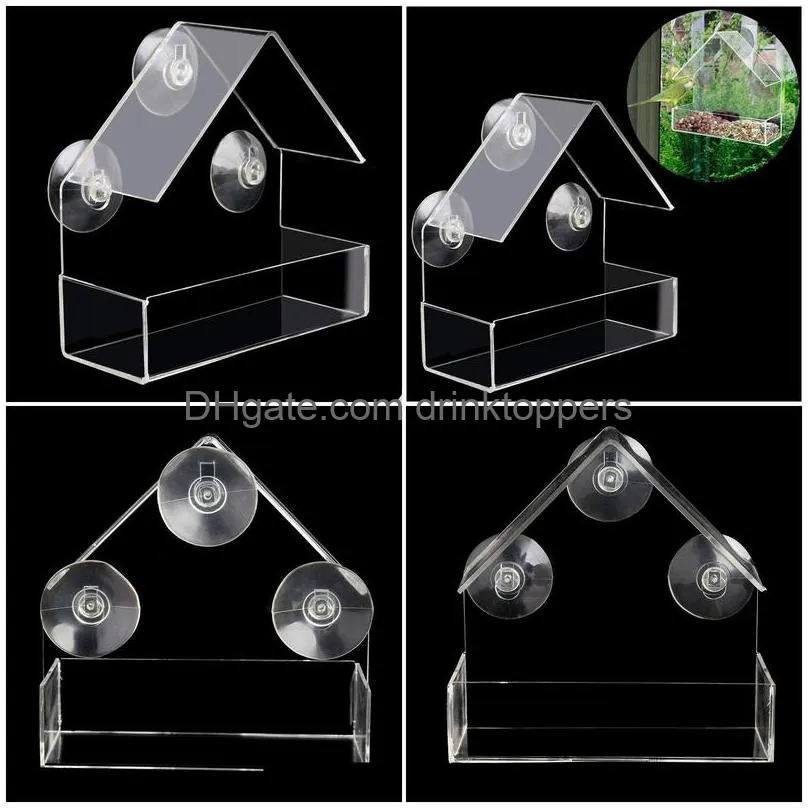 garden decorations clear house window bird feeder birdhouse with suction outdoor feeding 230925