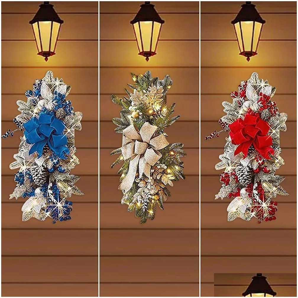 Christmas Decorations Christmas Decorations Wreath Front Door Window Stairs Wreaths 16 Inches Stairway G Trim Holiday Decoration Drop Dhu0D