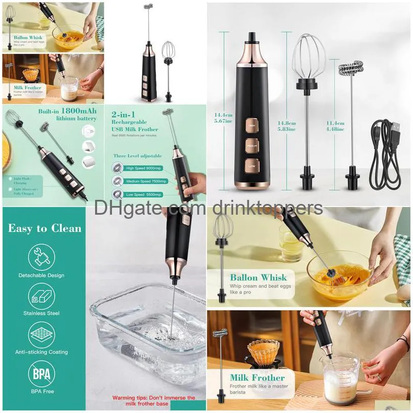 egg tools beverage removable bubbler handheld milk frother threespeed electric variable builtin stirrer beater battery speed 230810