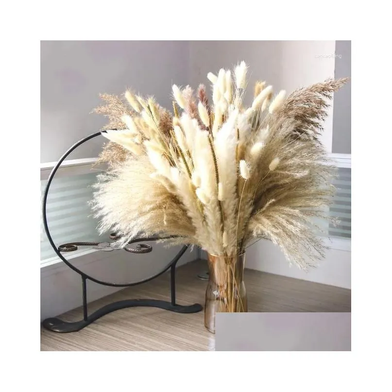 Decorative Flowers Natural Dried Pampas Grass Bonquet Gift Flower Arrangements Decorations For Boho Wedding Home Decor Artificial