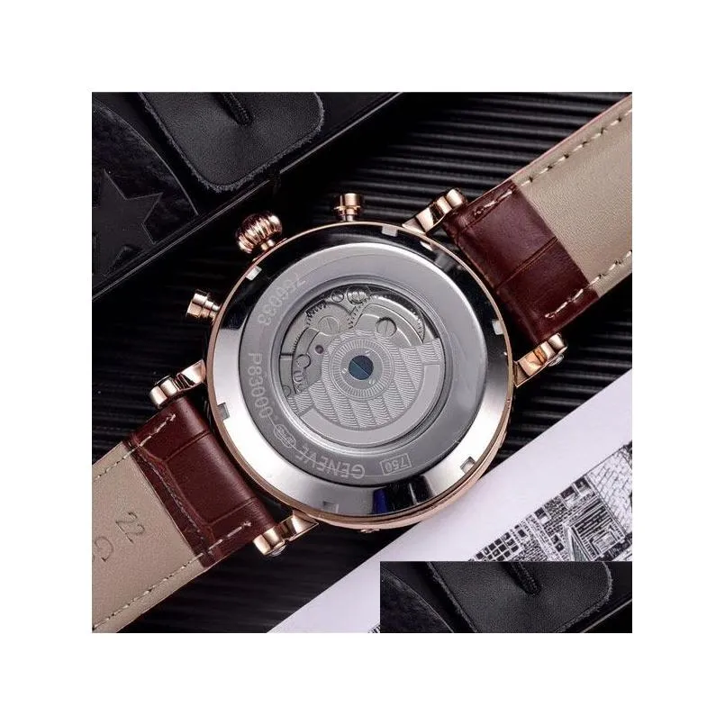 brand designer mens watches Fashion mechanical automatic luxury watch Leather strap Diamond daydate Moon Phase movement wristwatches for men Father`s Day
