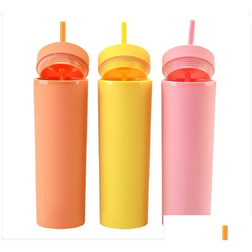 17 colors! 16oz Acrylic Skinny Tumblers Matte Colored Acrylic Tumblers with Lids and Corlorful Straws Double Wall Plastic Tumblers With FREE Straw Reusable