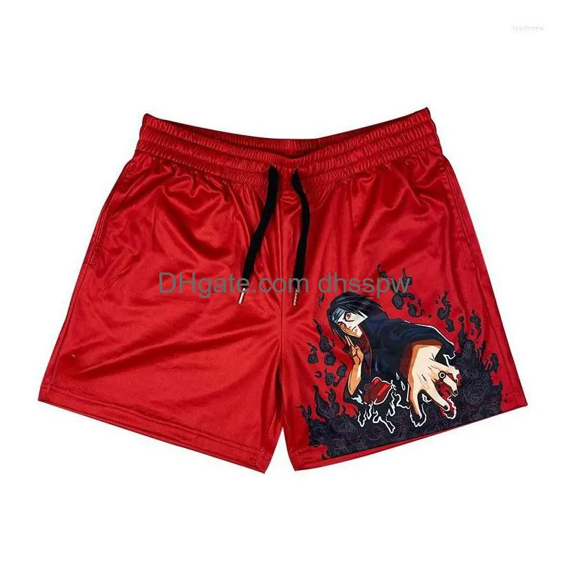 mens shorts anime sports men women classic gym workout mesh one layer running fashion design swimming fitness