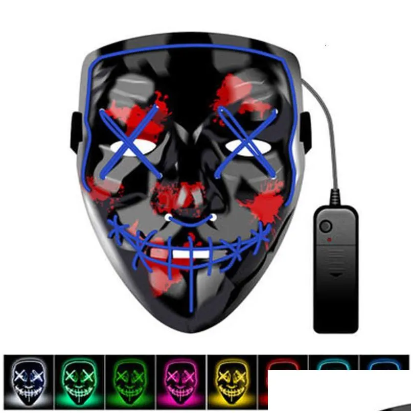 Party Masks Halloween Mask Led Light Up Party Masks The Purge Cosplay Election Year Great Funny Festival Costume Supplies Glow In Dark Dhx7N