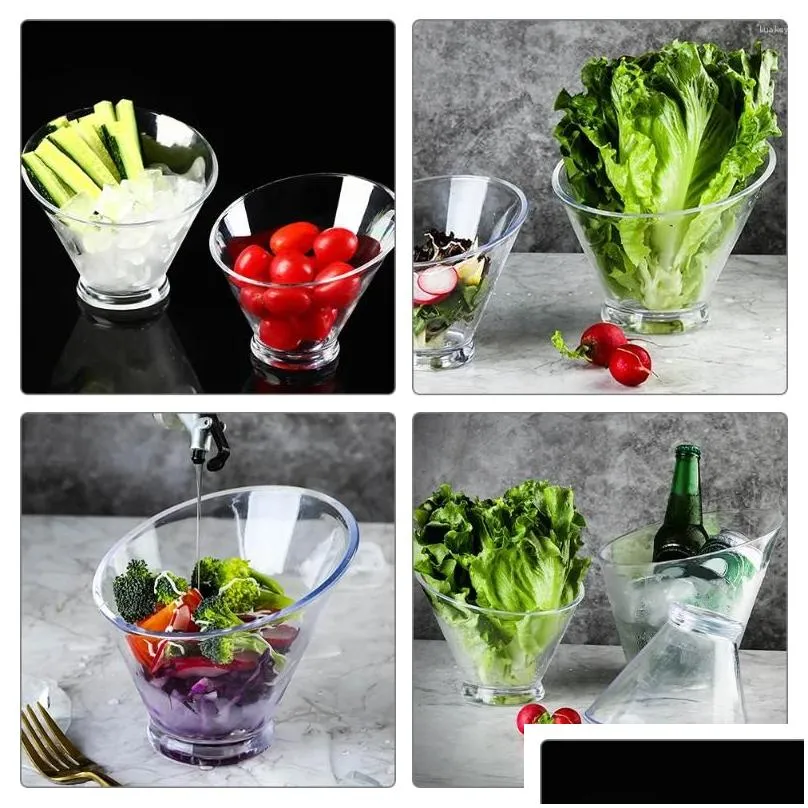 Dinnerware Sets 2 Pcs Plastic Bowl Fruit Storage Dessert Holder Serving Mixing Salad Simple