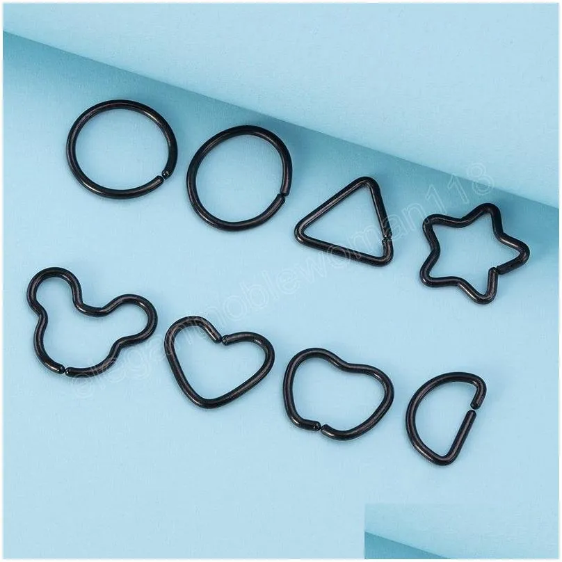 Heart Moon Hoop Nose Ring Septum Piercing Earrings Hinged Segment Clicker Ear Cartilage Tragus Helix Lip Ring Body Jewelry