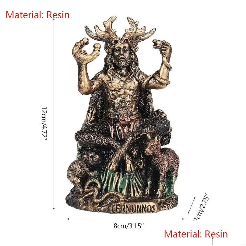 Decorative Objects & Figurines Resin Statues Morrigan The Celtic Goddess Of Battle With Crow Sword Bronze Finish Statue 15Cm For Home Dhrjj