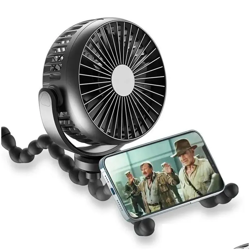 Handheld Fan with Flexible Tripod Clip on Mini Portable Type C Fan Rechargeable Battery Operated Cooling Fans for Bed, Car Seat, Travel,