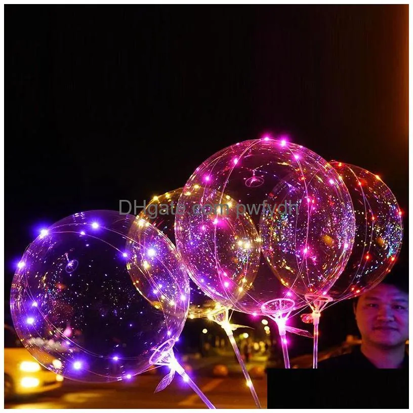 led balloons with stick luminous glow latex bobo balloon kids toy festival birthday party supplies wedding decorations