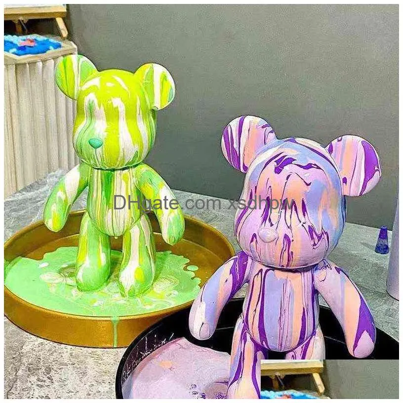 diy fluid bear sculpture material handmade parent-child toy graffiti painting doll violent bear toy gifts for kids home decor t220730