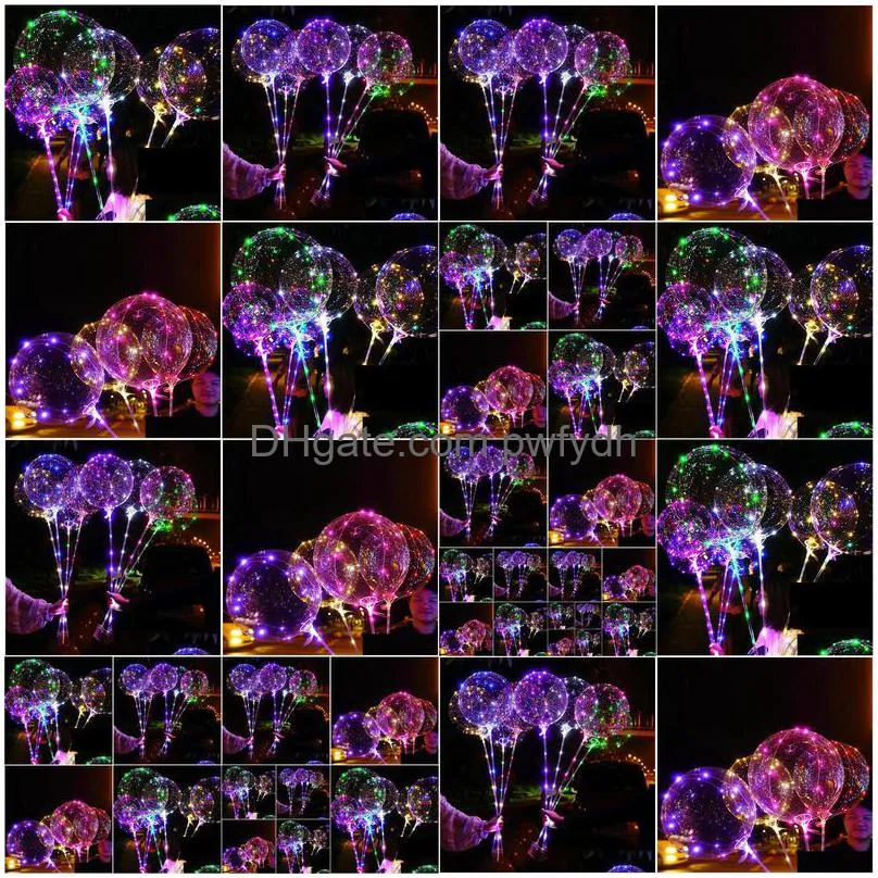 led balloons with stick luminous glow latex bobo balloon kids toy festival birthday party supplies wedding decorations