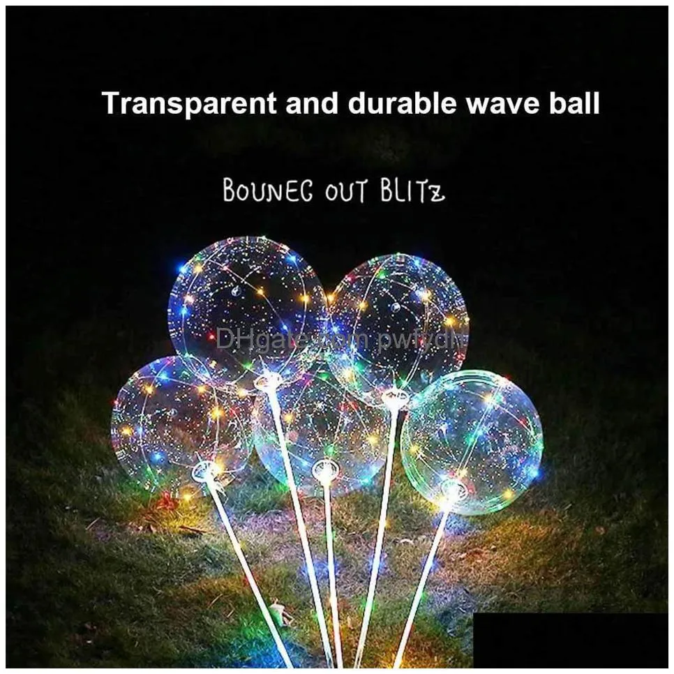 led balloons with stick luminous glow latex bobo balloon kids toy festival birthday party supplies wedding decorations