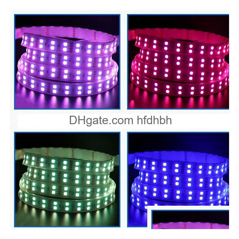 led strip 5m double row 5050 smd 5m 600leds rgb flexible rope lights 120leds/m waterproof rgb light strip 12v dc