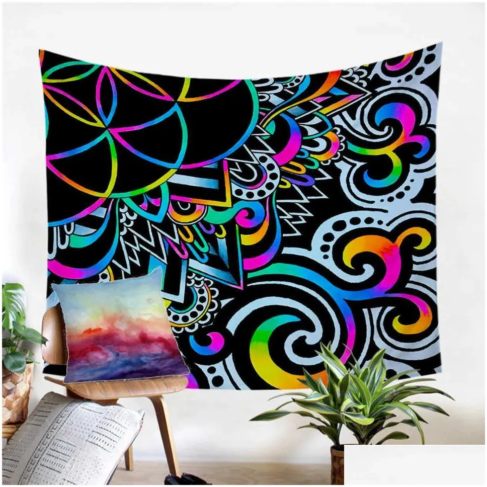 Tapestries Trippy Alien By Brizbazaar Tapestry Hippie Wall Carpet Room Hanging Watercolor Witchcraft Tapiz Dropship T200628 Drop Deliv Dhbnv