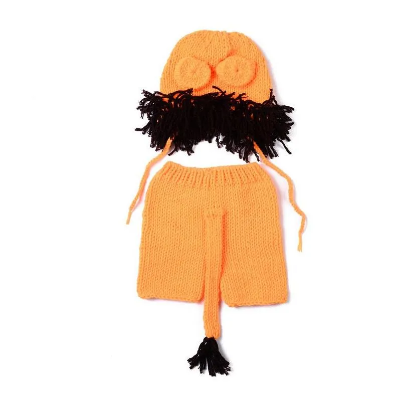 Keepsakes Born Baby Yellow Hand Crocheted Wool  Knitted Hat Pographic Clothing Pography Props Cute hat pants design gift 230701