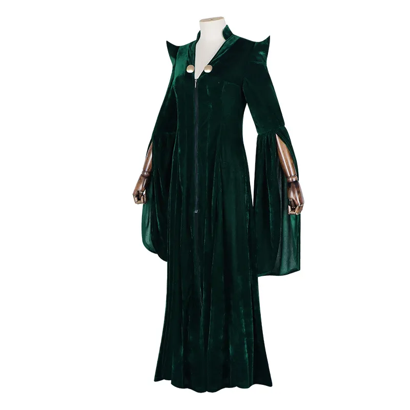 Magic college professor Minerva McGonagall Cosplay Costume Dress Green Cape Velvet Role Play Cloak Halloween Carnival Costume