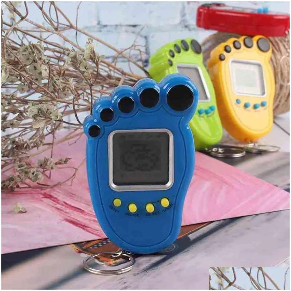 Foot Shape Electronic Pets Tamagotchi Key Ring Vintage Digital Pocket Mini Retro Game Machine Keychain Nostalgic Virtual Toy For Kids Adult