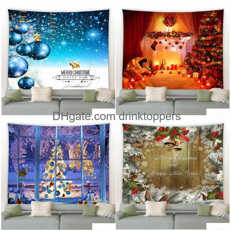 tapestries retro christmas tapestry winter snow xmas tree forest natural landscape holiday year home dorm decor wall hanging 231019