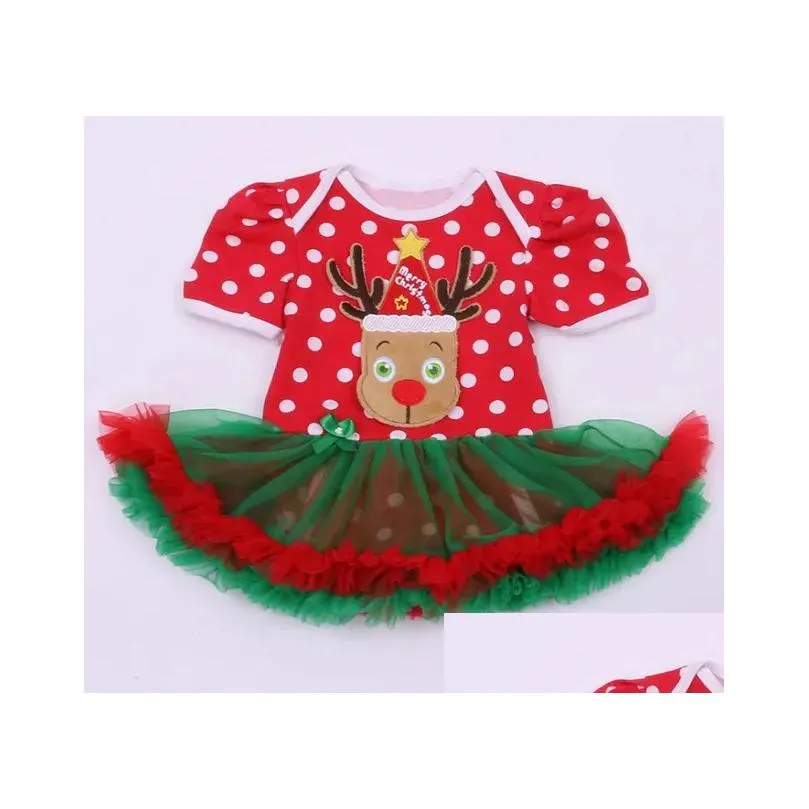 Sets Baby Year Winter Girl Rompers Dress Santa Snowman Reindeer Children Clothing Christmas Costume Outfits Kids Ball Party Wear