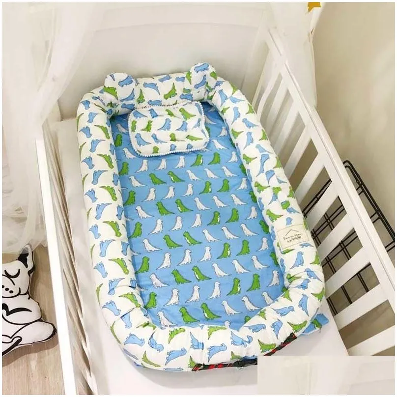 Baby Cribs Portable Nest Cute Cartoon Ear Bed Crib Removable Washable Travel For Children Cotton Cradle
