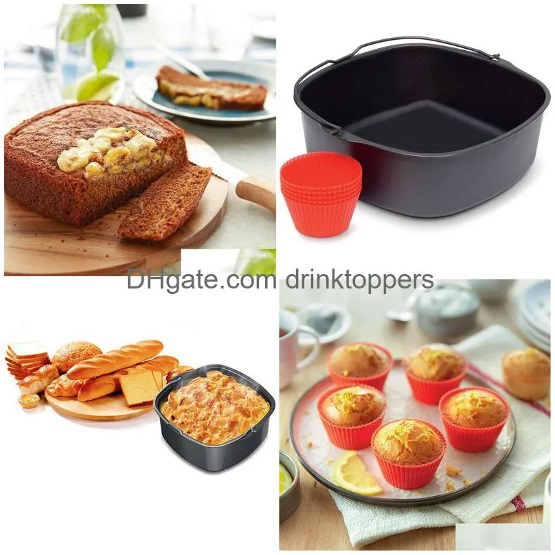 cooking utensils air fryer nonstick baking pan for philips airfryer power silicone oven mitts accessories 7inch 230810