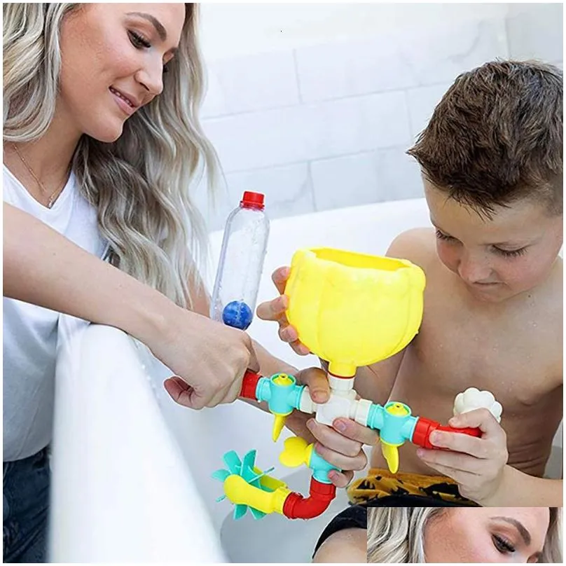 Bath Toys QWZ DIY Montessori Children Water Spray Rotating  Game tub Toy For 1 To 4 Year Old Baby Kids Gift 221118