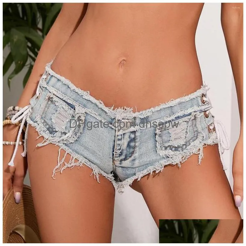 womens shorts summer beach for women  dancing fashion female sexy low waist nightclub super booty lace up pants