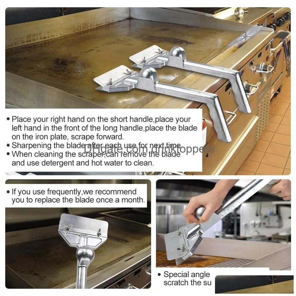 cooking utensils heavy duty outdoor grill scrapers casting aluminum commercial griddle scraper with 5 blades and small slant edge
