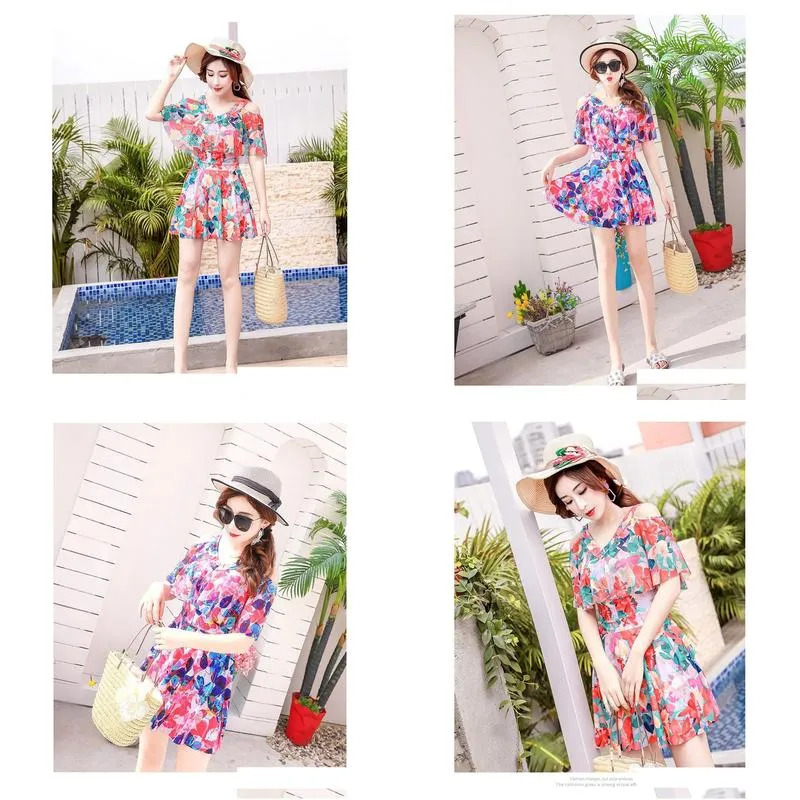 Hot Spring One Piece Swimsuit Female Korean Version Of The New Style Of Thin Dress Style Conservative Floral Plus Size Swimsuit