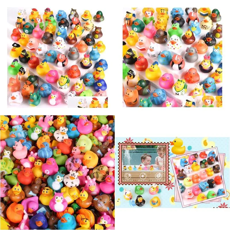 Bath Toys Rubber Duck 25 Pack Kids Tub Float Cake Decor Birthday Gift School Classroom Prize Trick Or Treat Car Decoration 221118