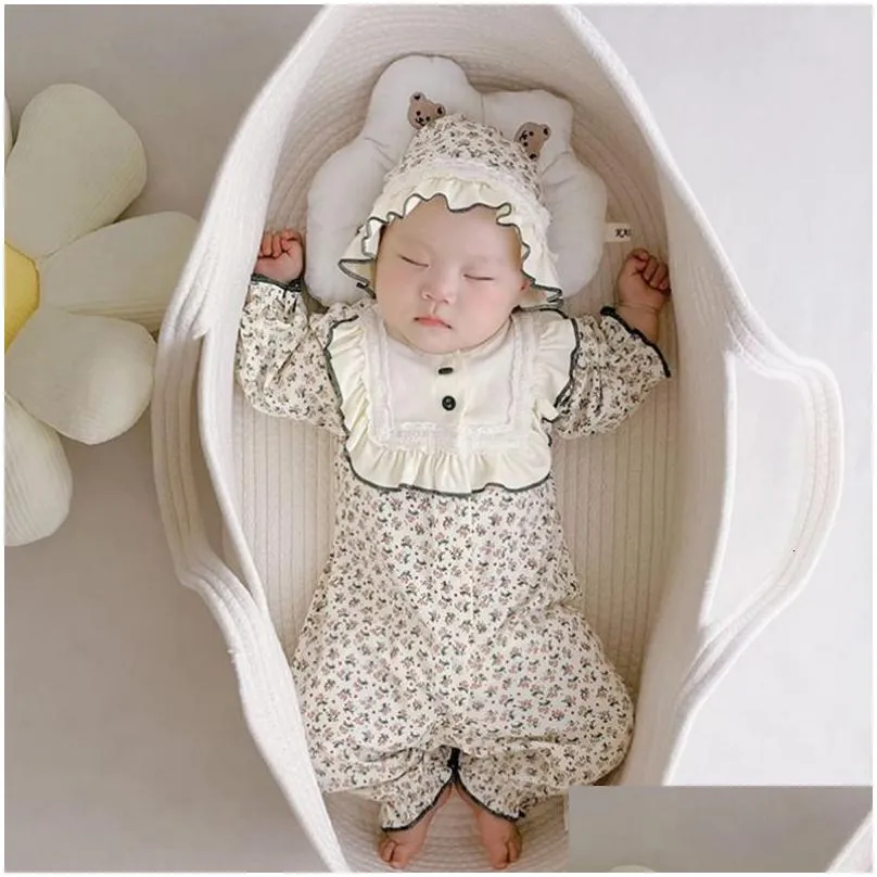 Baby Cribs born Basket 70x40x25cm Portable Cotton Rope Woven nest for borns Sleeping Nest Bed 230918