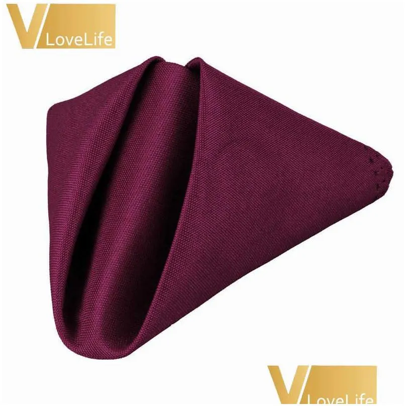 Table Napkin 50Pcs 30X30Cm Linen Polyester Napkin Wedding Table Handkerchief Cloth Diner Banquet Party Home Decorations Wholesale Sh19 Dhabo