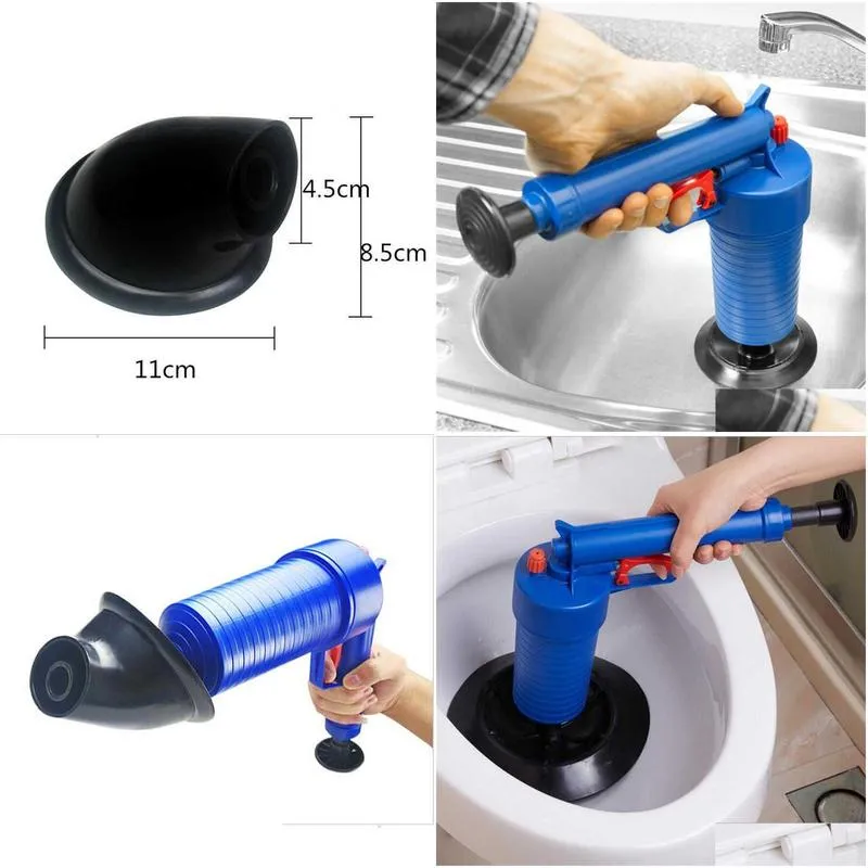 Toilet Stickers Sj Toilet Plungers 4Pcs Kitchen Cleaner Kit Home High Pressure Air Drain Blaster Pump Plunger Sink Pipe Clog Toilets S Dhh2W