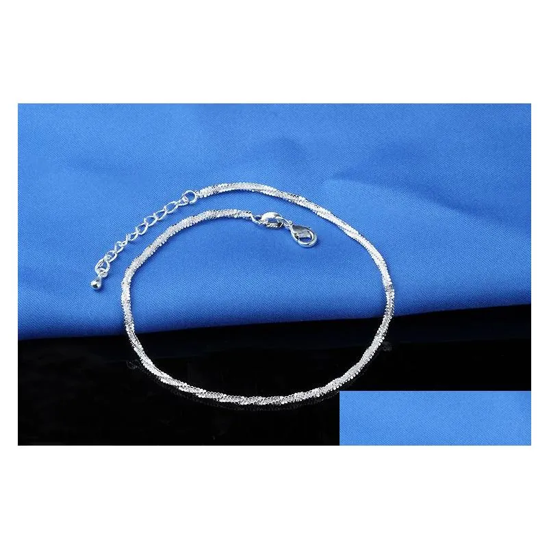 Retail 3pcs 925 sterling Silver Anklet Unique Nice Sexy Simple Beads Silver Chain Anklet Ankle Foot Jewelry