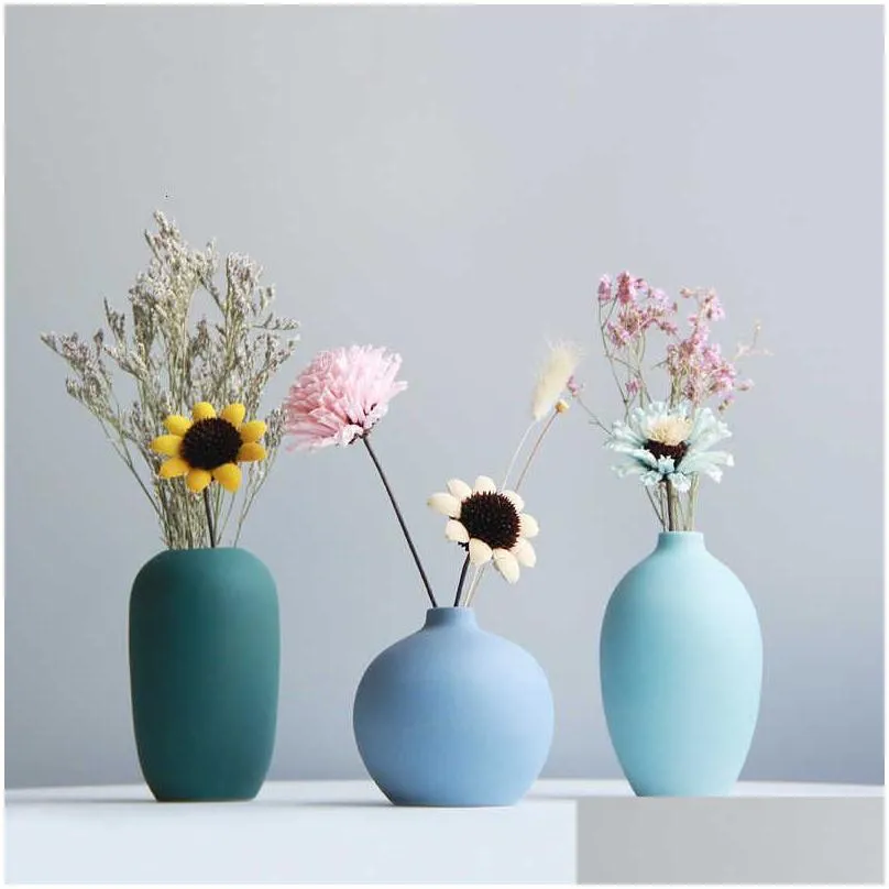 Vases Japanese Style Flower Vase Colorf Ceramic Minimalist Desktop Mini Home Decorative Craft Sh190925 Drop Delivery Home Garden Home Dhezm