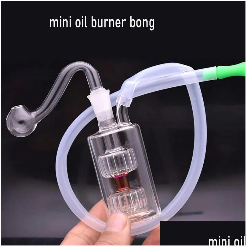 Large Stock Pocket Glass Oil Burner Bong Inline Stereo Matrix Perc Recycler Ash Catcher Bong 10mm Joint Dab Rig Bong with Male Glass Oil Burner Pipe Best Smoker
