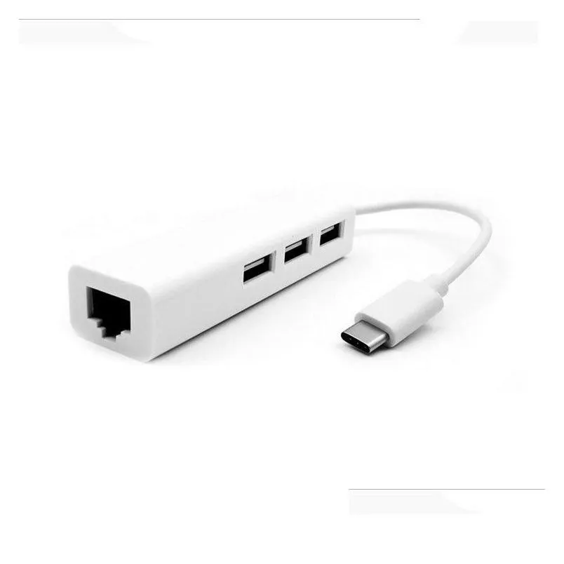 USB3.1 Type-C to RJ45 Ethernet Network Card Lan Adapter 3 Port USB 3.1 HUB For Macbook Tablet PC Phone