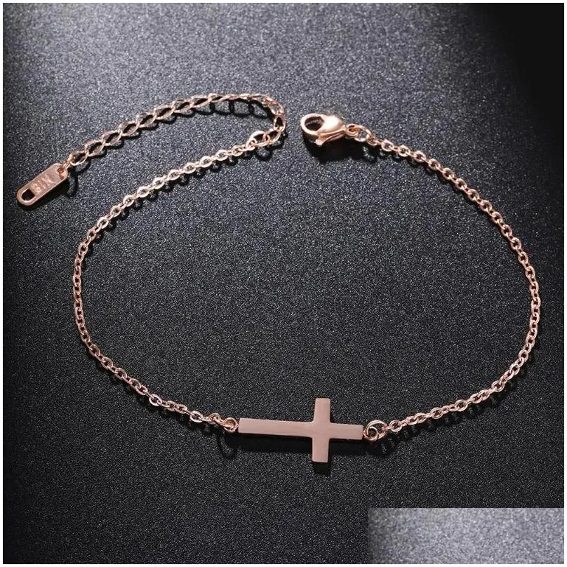 Anklets Anklets Stainless Steel Anklet Bracelet For Women Cross Fashion Ankle Foot Jewelry Leg Chain On Gifts