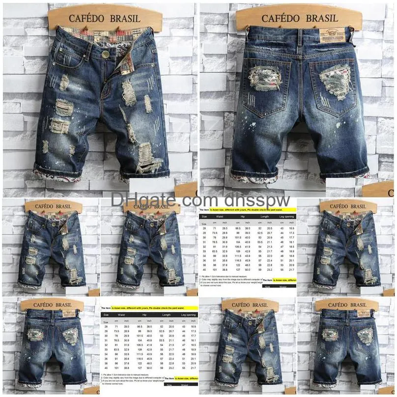 mens jeans fashion shorts men hole personality summer korean style ripped jean for slim pant motorcycle tights