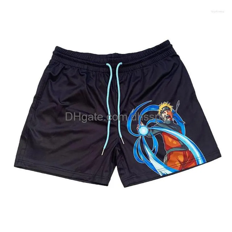 mens shorts anime sports men women classic gym workout mesh one layer running fashion design swimming fitness