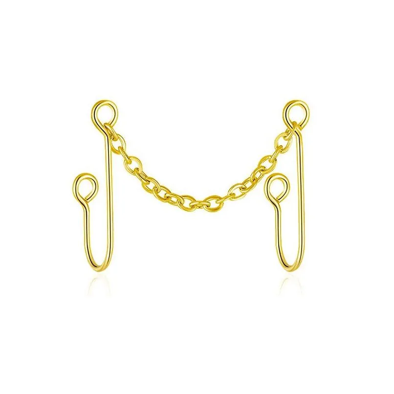 Stainless Steel Nose Ring Pun Metal Chain Piercing Jewelry Jewelry Stylish Simple All-match Fake Clip Cuff Nose Ring Body Accessories