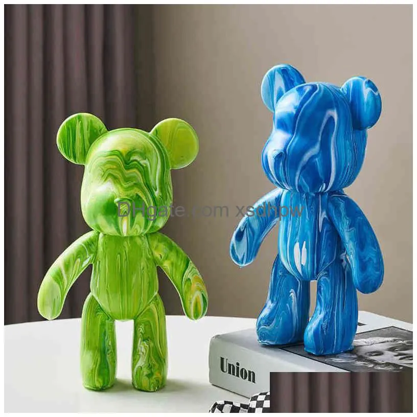 korean style creative bear ornament diy fluid handmade bear figure vinyl desktop creative decoration ornaments home modern gift t220730