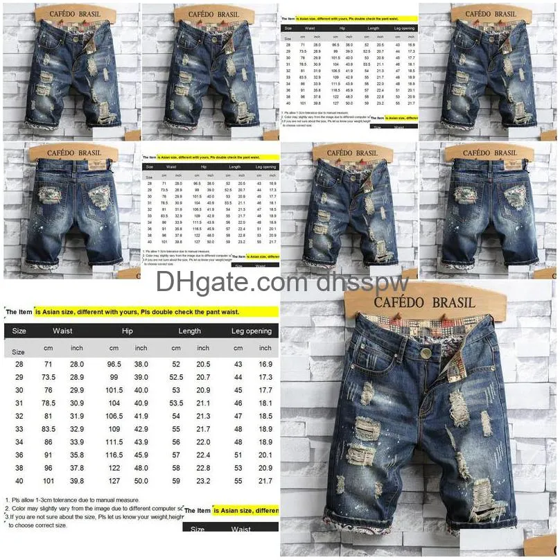 mens jeans fashion shorts men hole personality summer korean style ripped jean for slim pant motorcycle tights